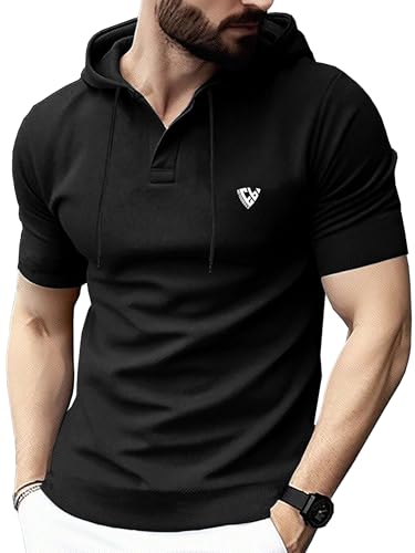 Image of Noble Monk Men's Regular Fit Hoodie T-Shirt for Man |Half Sleeves Tshirt for Men | Casual Wear Stylish T-Shirt for Man | Gym Tshirt for Men