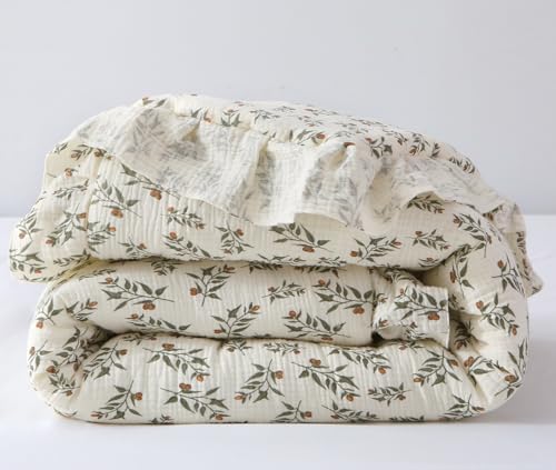 Image of CLoucl 100% Cotton Muslin Crib Comforter/Quilt,Ultra Soft Cozy Reversible Baby Blanket,All Season Toddler Blankets for Boys and Girls, Machine Washable,41"x48"