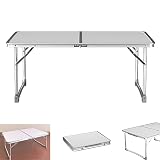 Huini Mesa de camping plegable de aluminio blanco, 60 x 40 x 26 cm, mesa de picnic plegable portátil con asa de transporte