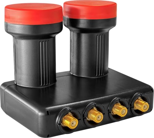 Megasat Diavolo Monoblock Quad LNB – LNB universal (apto para Astra y Hotbird, 4 usuarios, 0,1 dB) – Negro/Rojo