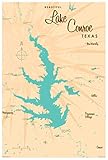 Lake Conroe Texas Map Giclee Art Print Poster by Lakebound 12' x 18'