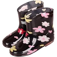 ENEN Rain Boots for Kids Girls and Boy, Rain Boots Toddler 1-9yrs Unisex Children Wellies Waterproof Non-Slip Rubber Gripped Sole for Spring Summer, School, Outdoors (Cute flowers,10)