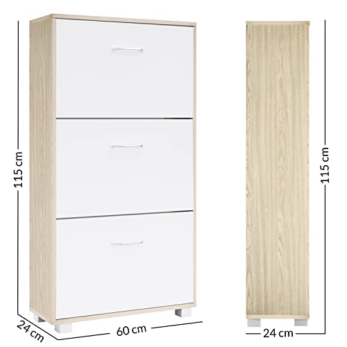 Schuhschrank für 18 Paar Schuhe, schmal, 115x60x25 cm