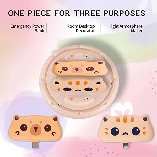 Hrnakdfkl Portable Charger - Cute Power Bank Emergency Charging 2 Pack 800Mah Usb C Ios Power Bank With Led Night Light External Battery Pack Charger Compatible With Iphone & Type C (Usb C & Ios) #TOP3