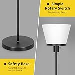 LED Floor Lamp Tall Standing Lamp, Black Modern Torchiere Floor Lamps for Bedroom Living Room Office, Bright Floor Lamp with White Plastic Shade, Bulb Not Included. - Image 3