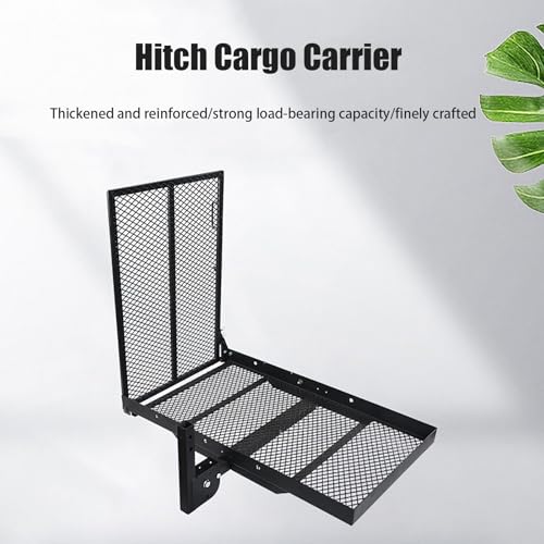 Soporte de carga de enganche de 500 libras, cesta receptora plegable de metal resistente con reflectores para SUV, camiones, caravanas - Estante de transporte duradero para equipo al aire libre