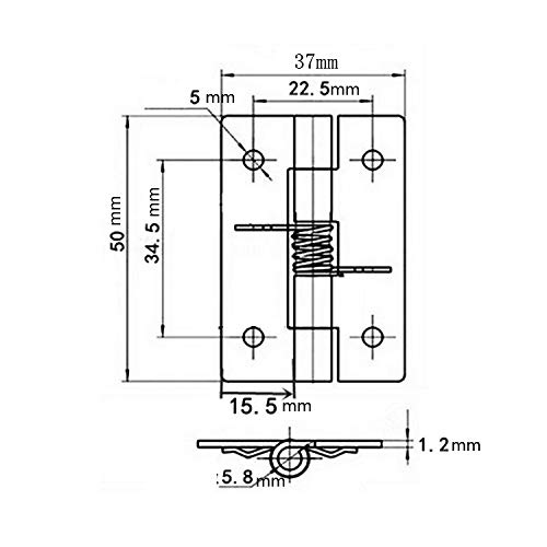 Sautop 5Pcs Self Closing Spring Hinges 2" Length 304 Stainless Steel Home Furniture Hardware Door Hinge #TOP3