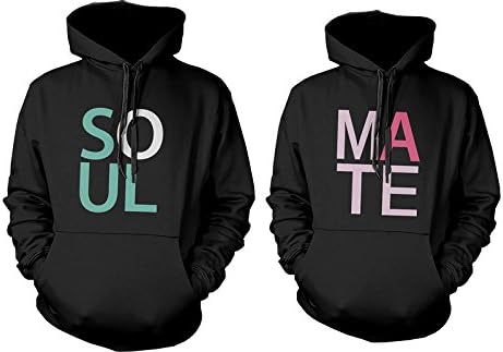 365 Printing Soul Mate Cute Matching Couple Hoodies Great Gift Idea for Couples Black