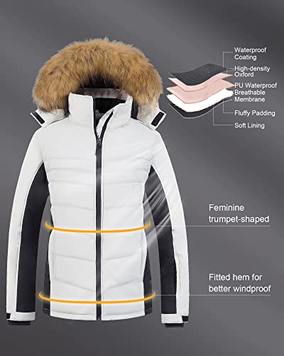 Pursky Snow Jackets For Women Snowboard Ski Colorful Outwear Hood White Black M #TOP4