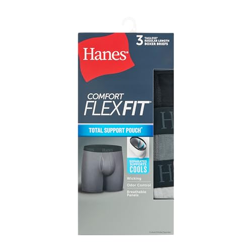 Image of Hanes Men's Total Support Pouch Men's Boxer Brief Underwear, Anti-chafing, Moisture-wicking Odor Control, 3-pack