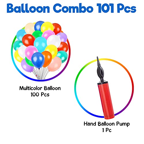 Image of Party Propz Rubber Multicolor Balloons For Birthday - Pack Of 101Pcs, Happy Birthday Decoration Kit | Multicolor Balloons Decoration For Birthday | Balloon Decoration Kit | Birthday Decoration Items