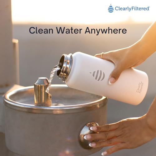Clearly Filtered Water Bottle | Removes 220+ Contaminants, Double-Wall Insulated Stainless Steel, BPA/BPS Free, Phthalate Free, Filters Flouride Lead Chlorine (32oz, Evergreen)