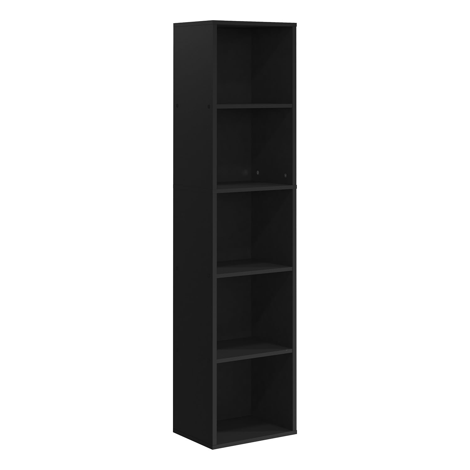 Panana Wooden Cube Bookcase - 2/3/4/5/6 Tier Display Unit Tall Narrow Bookshelf for Office, Living Room, Bedroom Furniture (Black, 5-Tier)