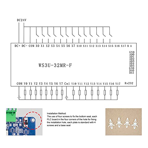 Controlador lógico programável de controle PLC DC 24 V Placa de controle industrial 16 em 16 saídas