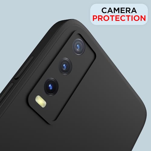 Image of Outlouders Back Cover for Vivo Y12s / Y20 / Y20i / Y20G | Camera Protection | Durable Soft Matte Silicone Bumper Case (Black)