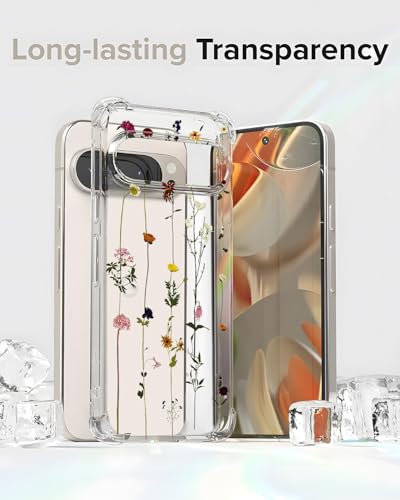 Coque Google Pixel 9 Pro XL souple transparente fleurie lot de 2 protections antichoc - 5