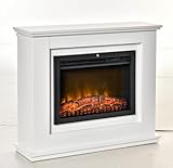 HOMCOM Elektrokamin Elektrischer Standkamin mit Heizung, LED 3D-Flammeneffekt, 2 Leistungsstufen, 2000W Kamin mit Adaptive Startfunktion, Fernbedienung, Timer, Überhitzungsschutz Weiß