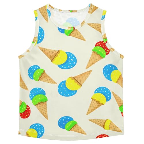 J JOYSAY Ice Cream Cone Beige Boys Tank Top Sleeveless Muscle Shirts Quick Dry Kids T-Shirts 3-15T