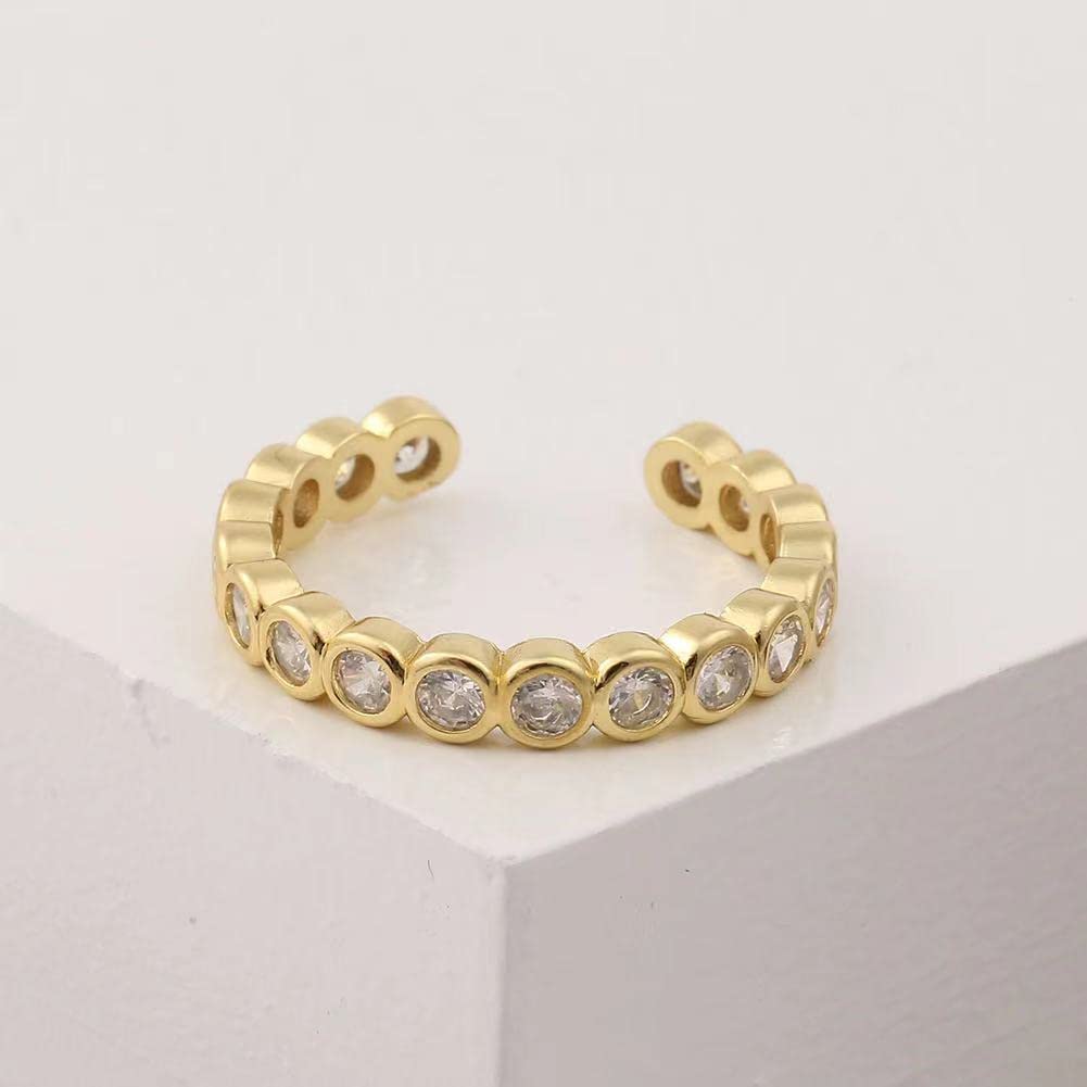 WBDWWTD BZEBI Anillo de eslabón Abierto apilable Chapado en Oro de 18 Quilates con circonita cúbica para Mujeres y niñas, Bandas de eternidad, joyería Minimalista