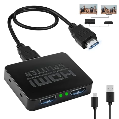 Image of 4K HDMI Splitter 1 in 2 out for Dual Monitors HDMI 2 way Splitter