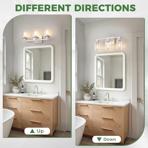 Image of DORESshop 17 Inch 3-Light Vintage Ivory Bathroom Vanity Light