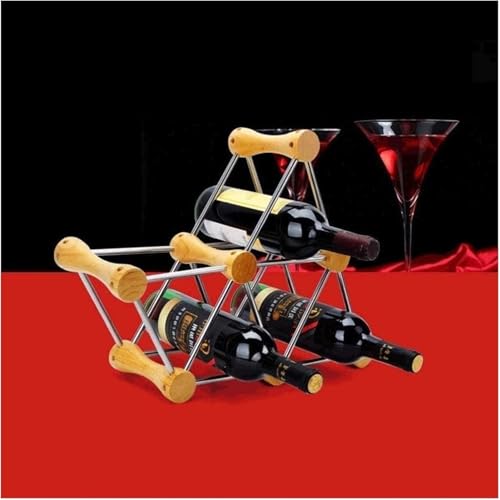 Soporte para botellas de vino de acero y madera miniatura 5