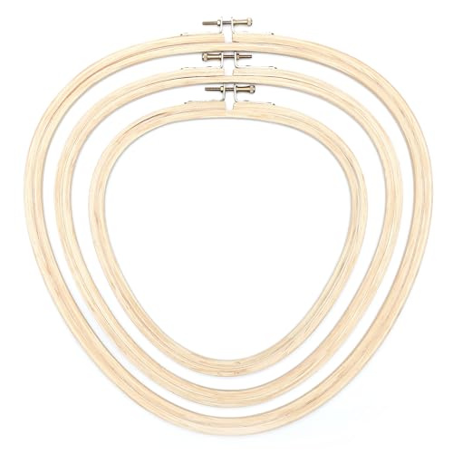 Image of EmbroideryMaterial Embroidery Hoop Ring Frame, Triangle Shape Combo Set - Wooden Triangle Frames for Cross Stitch, Craft, Sewing & Embroidery Purpose
