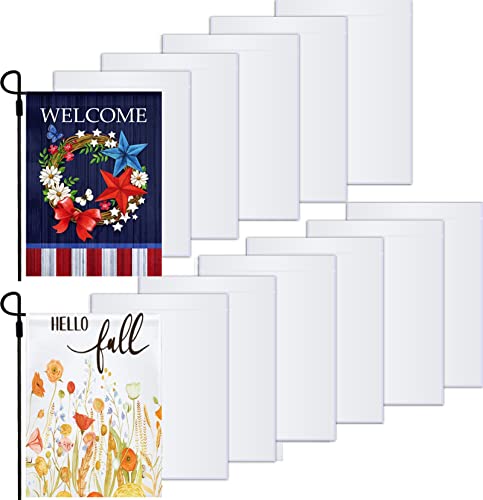 Sublimation Blanks Garden Flags Set of 13 DIY Lawn Garden Flag Polyester Banners 12 x 18 Inches Blank Yard Flags Polyester Blank Flags for Heat Press for Indoor Outdoor Garden Decoration