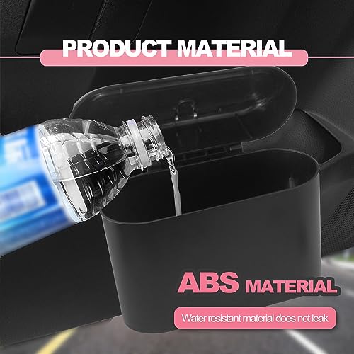 Image of Car Trash Can with Lid Leakproof Mini Vehicle Trash Bin and One Roll Plastic Trash Bag Automotive Garbage Container Bin for Vehicle Home Office (Black)