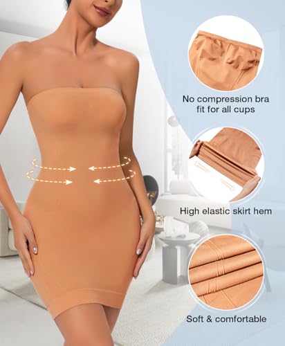 Image of Strapless Shapewear for Women Full Slip shapewear dress Tummy Control slip for women under dress