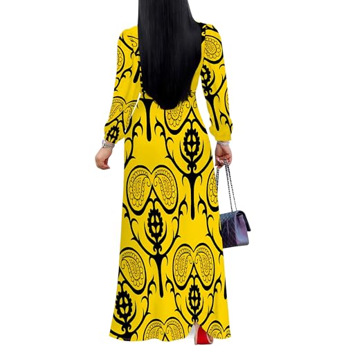 Image of PinkPatty Women's Long Sleeve Maxi Dress Plus Size Casual V Neck Wrap Dress with Pockets&Belt