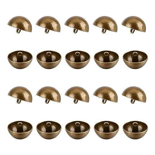 UNICRAFTALE 20Pcs 23mm Half Round Shank Blazer Buttons Metal Half Ball Dome Buttons Antique Bronze Sewing Buttons Alloy Shank Buttons for Christmas Day DIY Sewing Clothing Coats Home Clothes Project