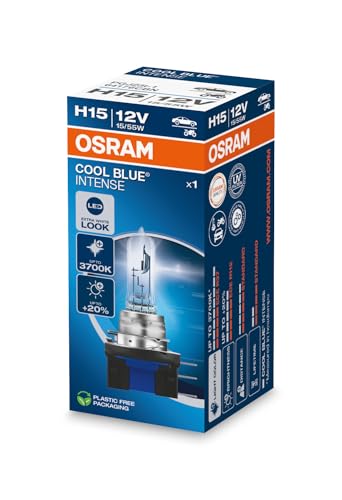 Osram COOL BLUE INTENSE H15 +20% mehr Helligkeit bis zu 3.700K Halogen-Scheinwerferlampe LED-Look Faltschachtel (1 Lampe) Carton folding box