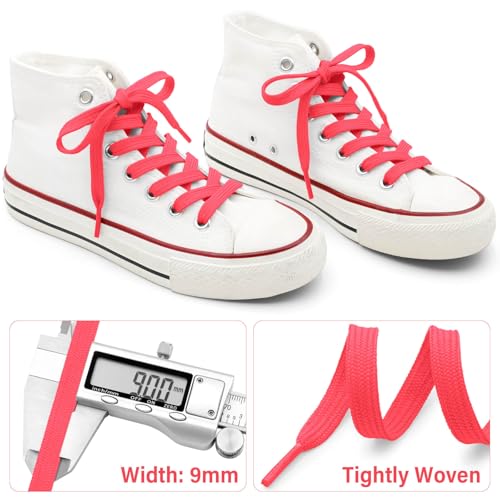 Image of DELELE Solid Flat Shoelaces Hollow Thick Athletic Shoe Laces Strings 2 Pair