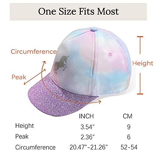 accsa Filles Licorne Chapeau Réglable Chapeau de Soleil Arc-en-Ciel Casquette de Baseball Tie-Dye Snapback Cap Âge 3-9 - Image 7