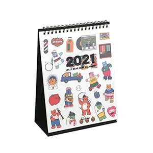 Bureau kalender Jelly Bear Desk-kalender 2020.12-2021.12 Bureaukalender Staande Flip Small Desk Agenda met Stickers 6…