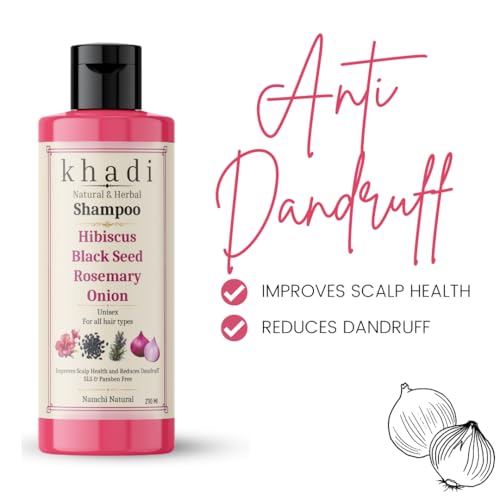 Image of Khadi Hibiscus, Black Seed, Rosemary & Onion Shampoo | Best Growth & Hair Fall Control | Khadi Herbal Shampoo for Women & Men | Sulfate, SLS & Paraben Free 210 ml