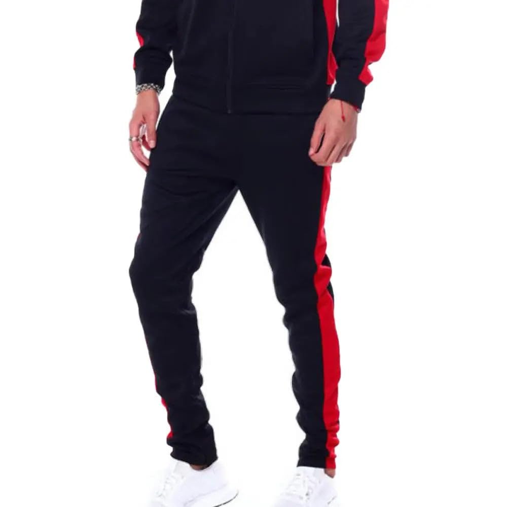 Rebel Minds Men Track Pants - Stylish Men's Sweatpants, Joggers for Men, Athletic and Casual Wear, with Pockets Black Red