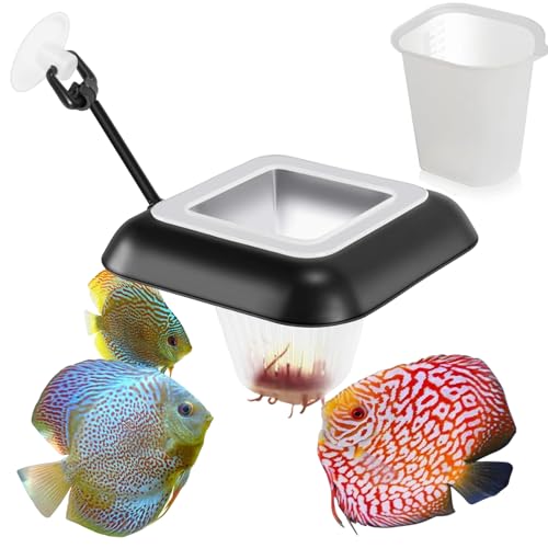 3 en 1 Distributeur Nourriture Poisson Anneau de Nourriture Flottant Accessoires Aquarium Carré pourPoissons Bol d'alimentation pour vers de Vase pour...