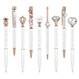 Personalized Pens 9 Pcs Ballpoint Pens Set Metal Crystal Diamond Pen Glitter Pen Pretty Cute Pens Fancy Pens Gifts for Christmas Birthday School Office Custom Pens With Name Business Logo (White)
