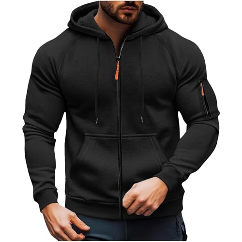 Ymosrh Men's Casual Hoodies, Long Sleeve Zip Up Hooded Sweatshirts Gym Athletic Workout Hoodie Pullover, M-3XL