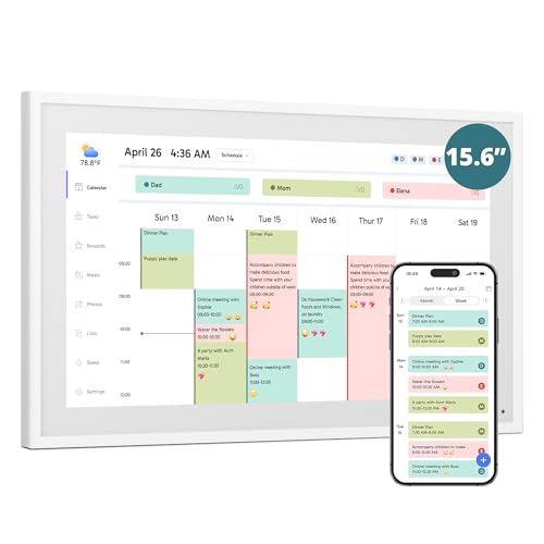 15.6" Smart Digital Calendar, Tabletop Electronic Wall Calen...