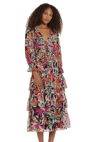 Image of Donna Morgan Women's Donna Morgan Women's Dresses V-Neck Tiered Skirt Maxi Day Dress Event Party Night Out Guest of