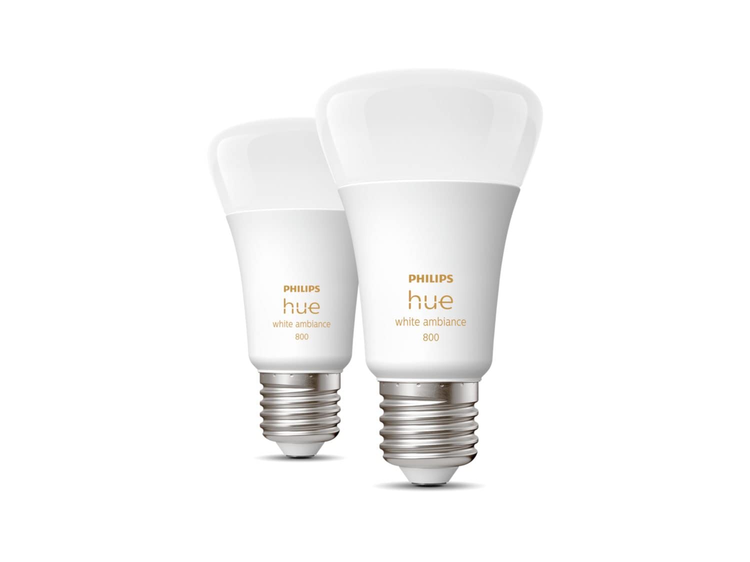 Philips Hue White Ambiance, ampoules LED Connectées E27, équivalent 60W, 800 lumen, Compatible Bluetooth, pack de 2, fonctionne avec Alexa, Google Assistant et Apple Homekit, ancienne génération