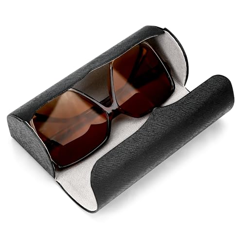 Linkidea Etui na okulary przeciwsłoneczne Oversize, etui na okulary z dużą oprawką, torba podróżna na okulary kompatybilna z Rayban Aviator Reverse/William Titanium Square/New Wayfarer (Czarne)
