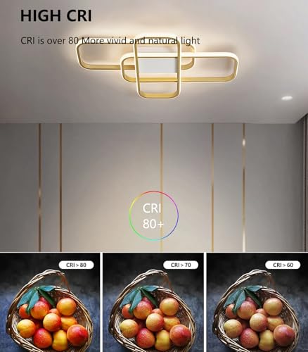 Plafonnier à intensité variable avec télécommande LED or 45W