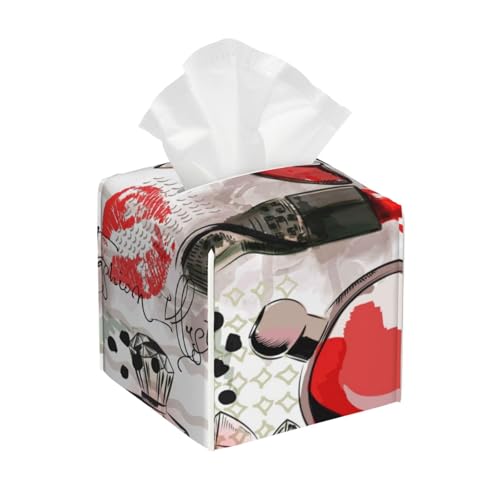 Scatola di fazzoletti con motivo cosmetico porta tovaglioli quadrato per fazzoletti facciali, decorativo su tavolo e bagno ufficio