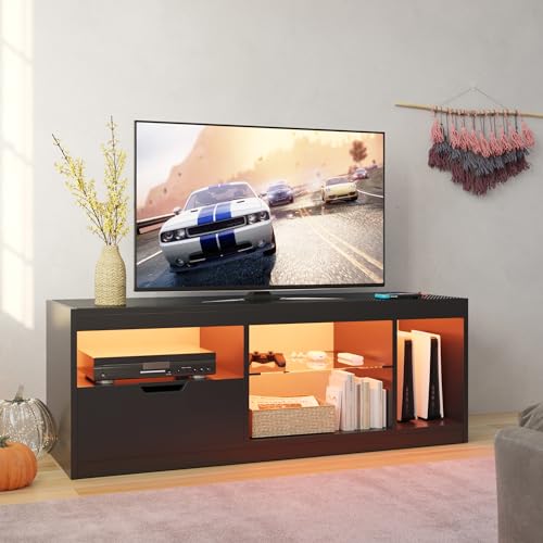 image for JUMMICO TV Stand, Entertainment Center LED Gaming TV Stand for 65+ Inc