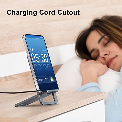 Avakot Cell Phone Stand, Folding Aluminum Mobile Phone Holder Bracket For Desk Portable Travel Holder Office Desk Accessories Compatible With Iphone 14 13 12 11 Pro Max X Xr Samsung S22 S21 A53 | Gray #TOP2