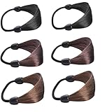 6PCS Hair Ties Wig Braided Mini Rubber Bands Braided Wig Hair Tie Faux Wig Elastic Hair Band Ponytail Holders Rope Ring for Women Girls 3 Colors